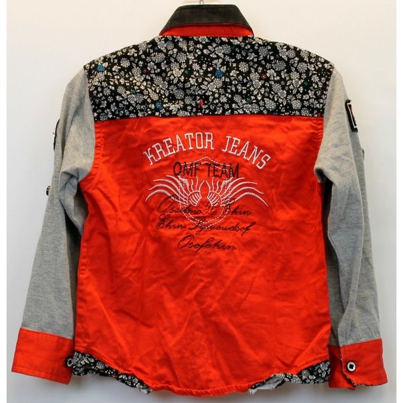 Nick Fashion Red Button Down Kreater Jeans Long Sleeve Shirt Sz 3 Sports Cars - Picture 7 of 8